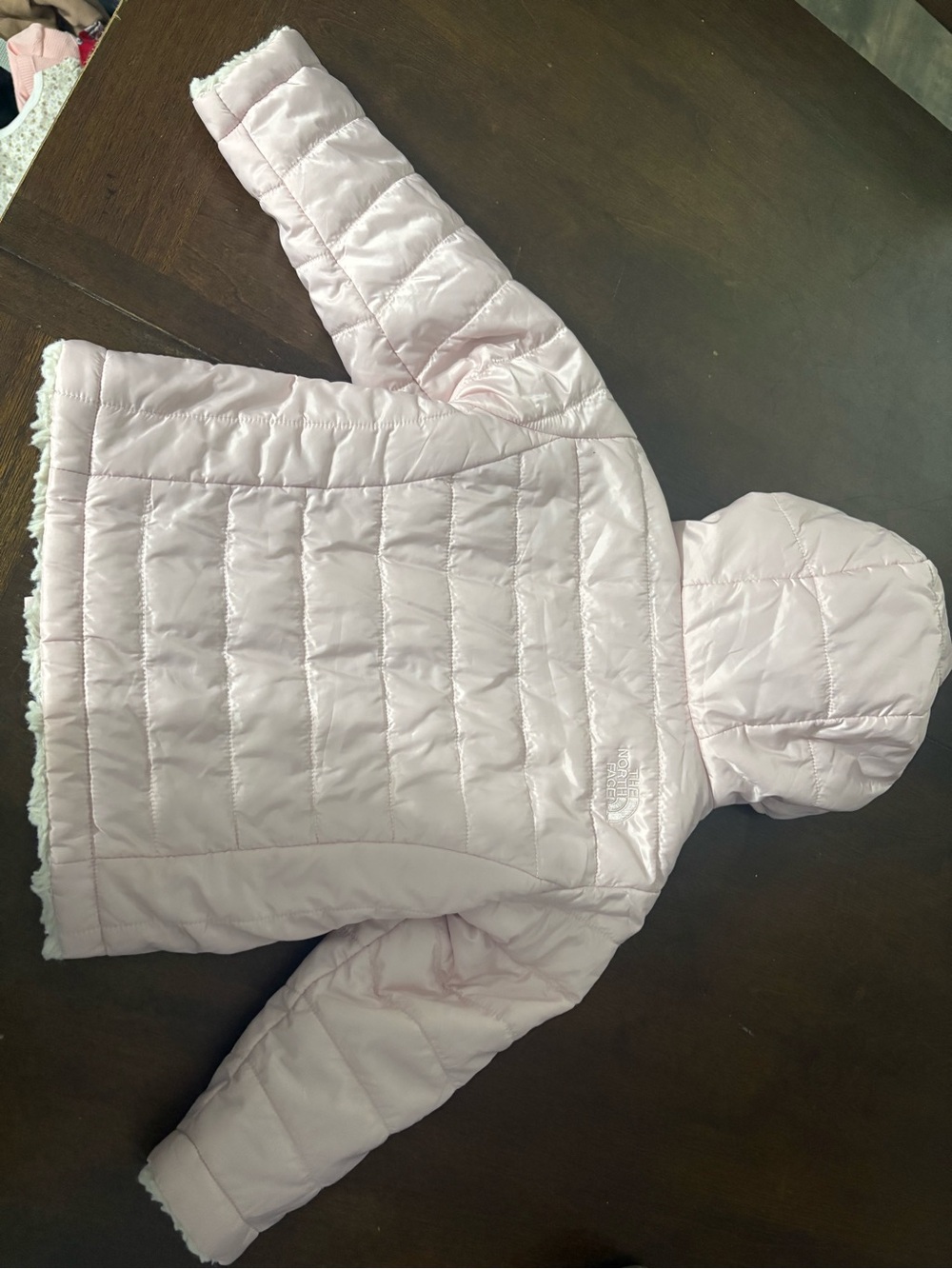 The North Face Light Pink Quilted Hooded Jacket